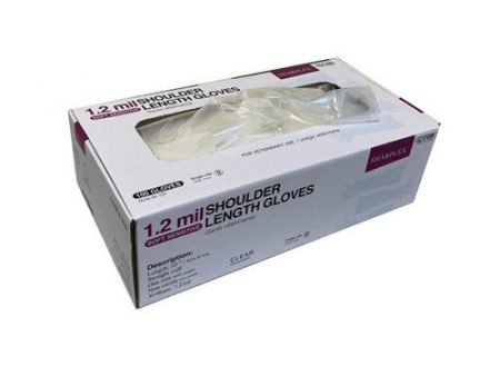 35.4 L Disposable Plastic Shoulder Length Gloves Clear 100 Count by Sharplex on Sale