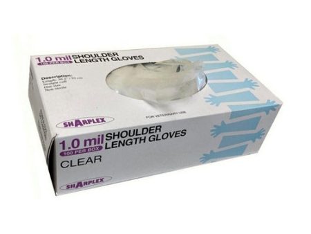 36.2 L Disposable Plastic Shoulder Length Gloves Clear 100 Count by Sharplex Sale