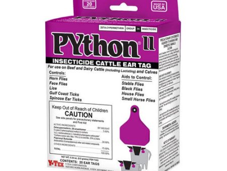 PYthon II Insecticide Cattle Ear Tags 20 s 1 Count by Y-Tex For Discount