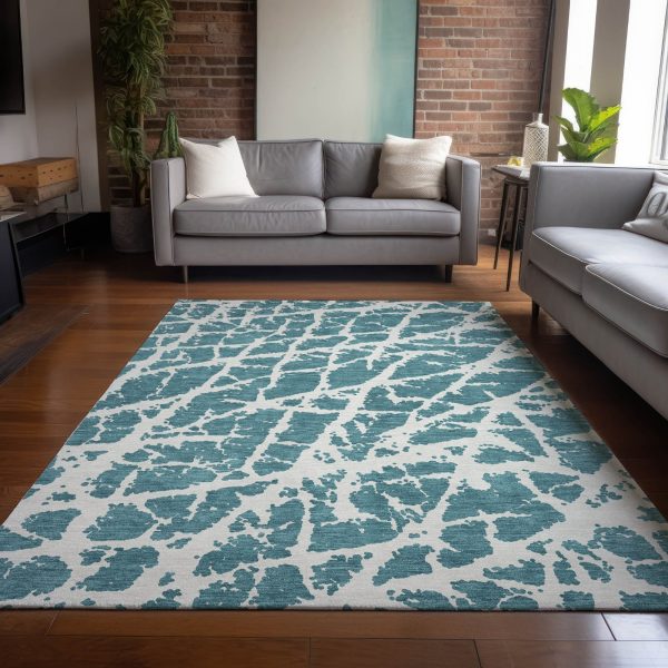 Piper Looms Chantille Organic ACN501 Teal Area Rug For Discount